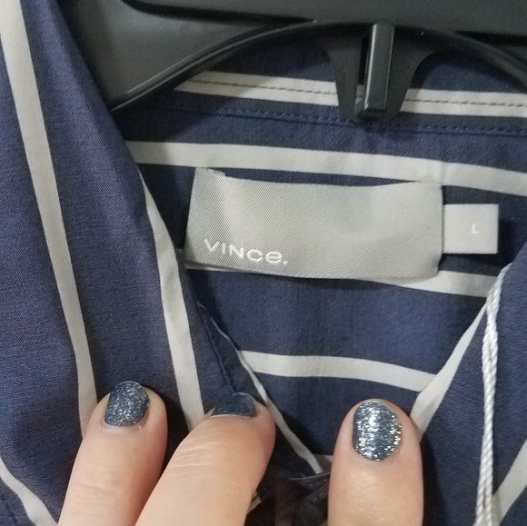 NWT VINCE  Stripe half sleeve button up shirt - Picture 3 of 5